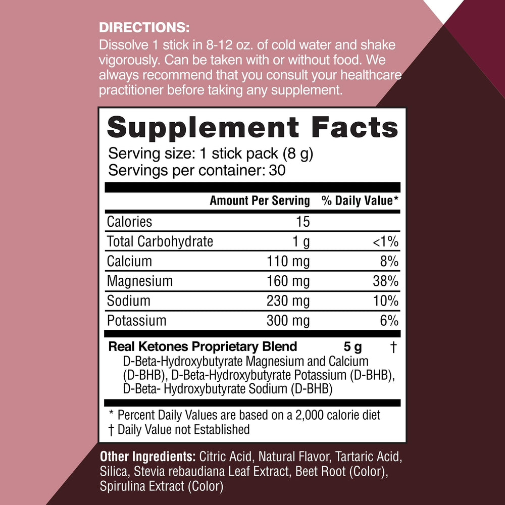 Real Ketones electrolyte blend highlighting four fasting electrolytes for balanced hydration