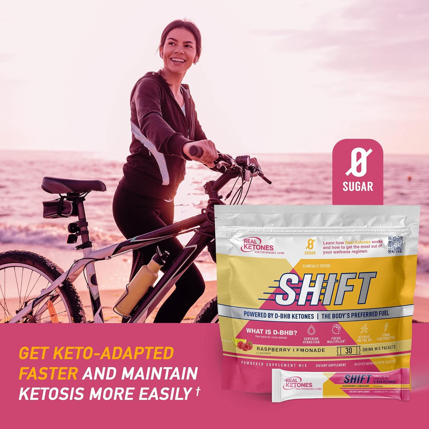Real Ketones BHB packets after mixing in a glass for a refreshing keto drink