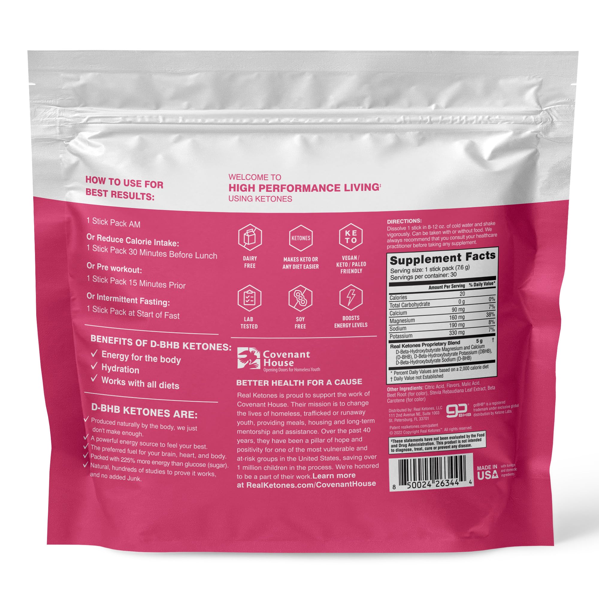 Real Ketones BHB packets ready for travel for on-the-go energy and hydration