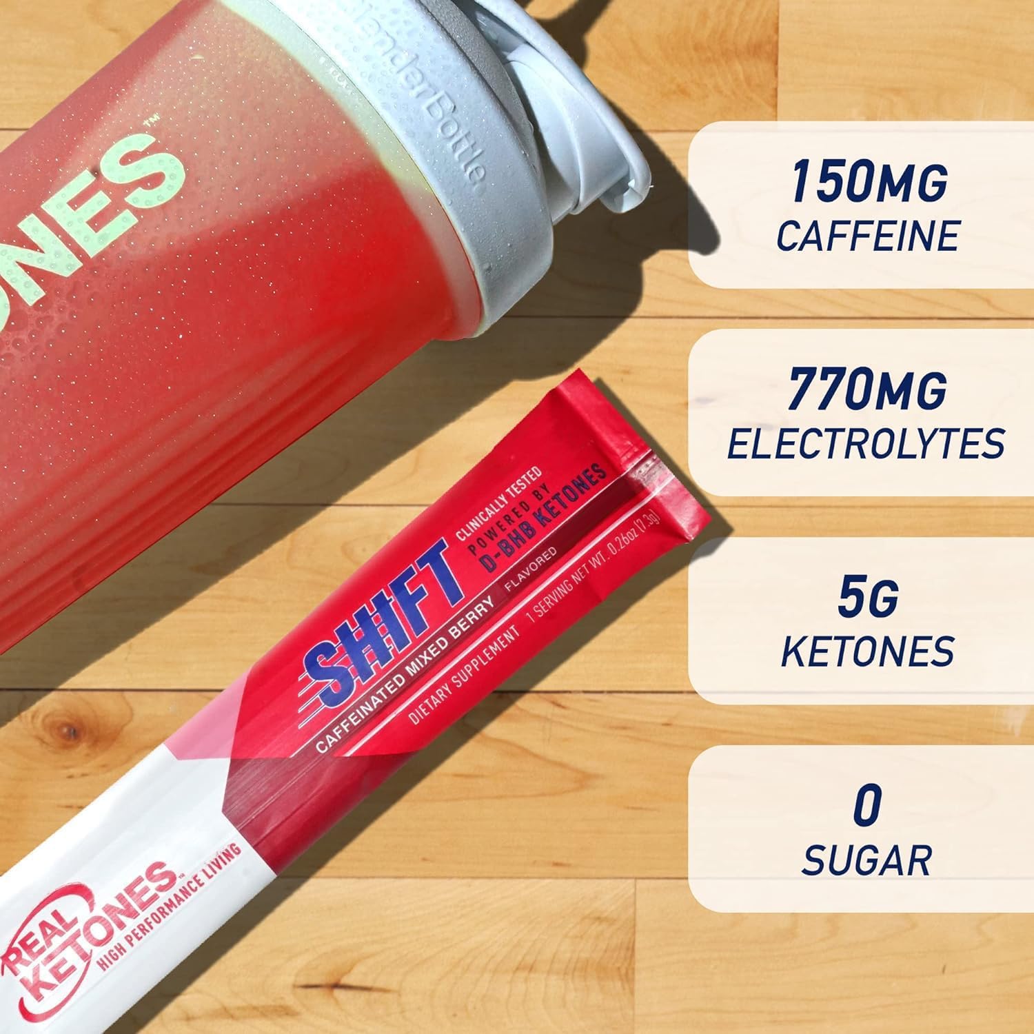 Closeup of Real Ketones BHB label on the packet for clean ketosis support.
