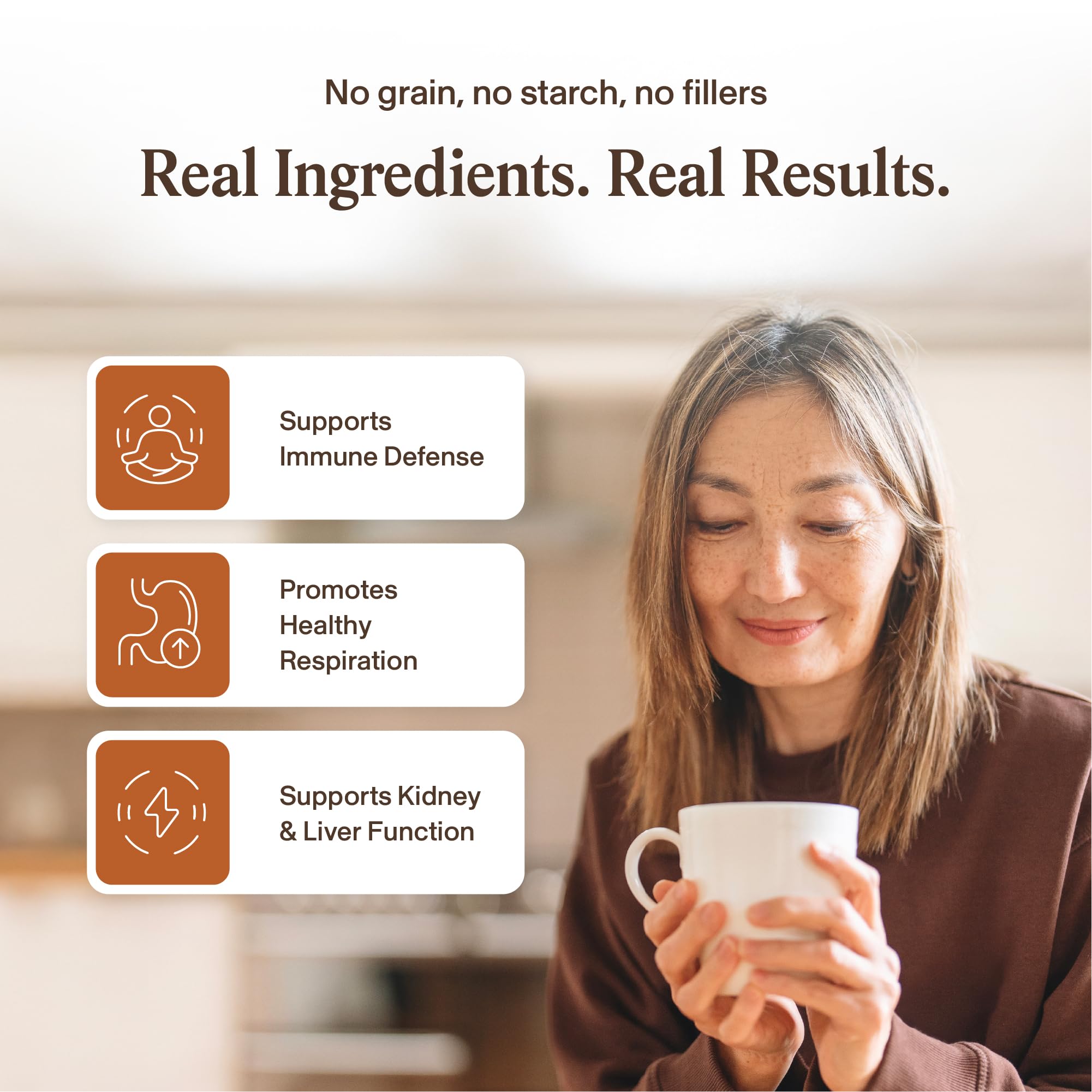 Real Mushrooms cordyceps powder in a tea cup ready to sip