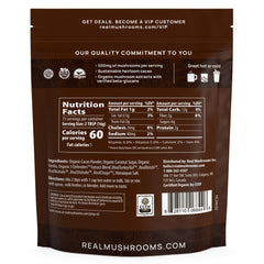 Real Mushrooms hot chocolate shiitake jar with earthy aroma.