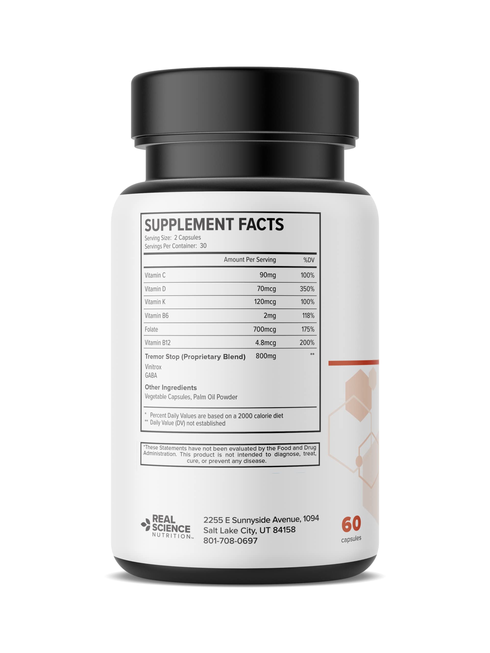 Label closeup of Dystonia Miracle highlighting herbs and vitamins for nervous system support.