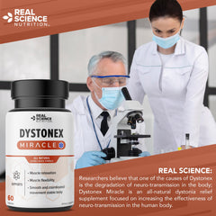 Relaxing scene with Real Science Nutrition Dystonia Miracle on table.