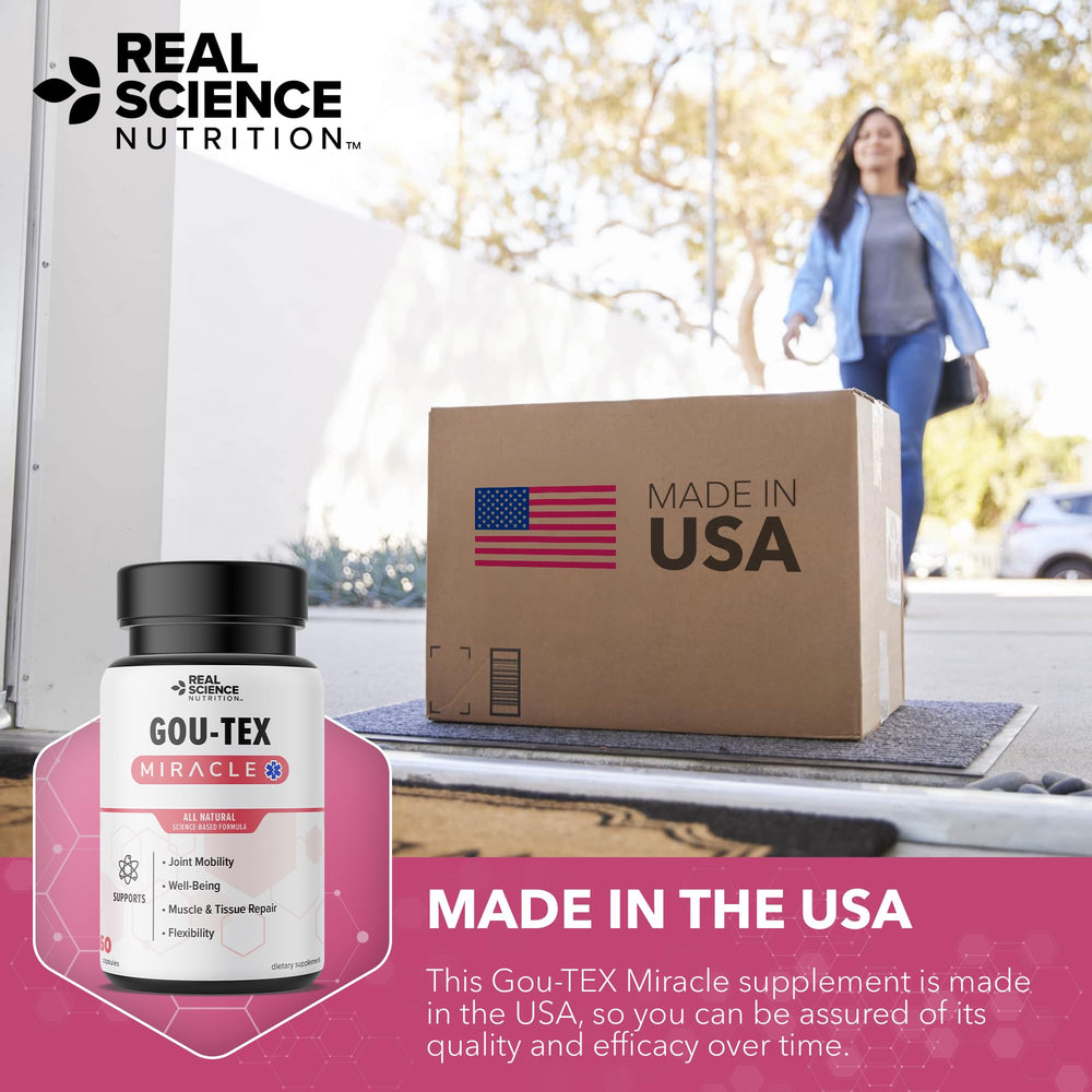 Real Science Nutrition Gou-Tex Miracle taken with water for convenient intake