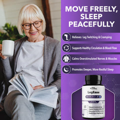 Real Science Nutrition LegEase Miracle capsules close up for nighttime leg comfort.