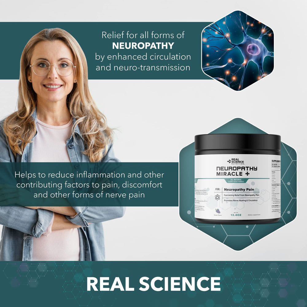 Ingredients blend of Real Science Nutrition Neuropathy Miracle featuring amino acids and herbs.