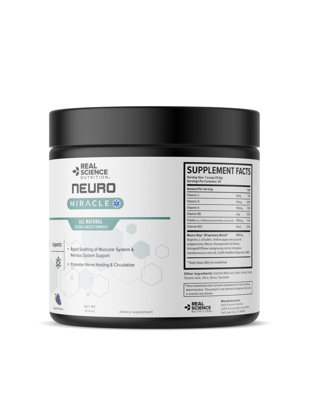 Neuropathy Miracle powder being dispensed to emphasize convenience for daily use.
