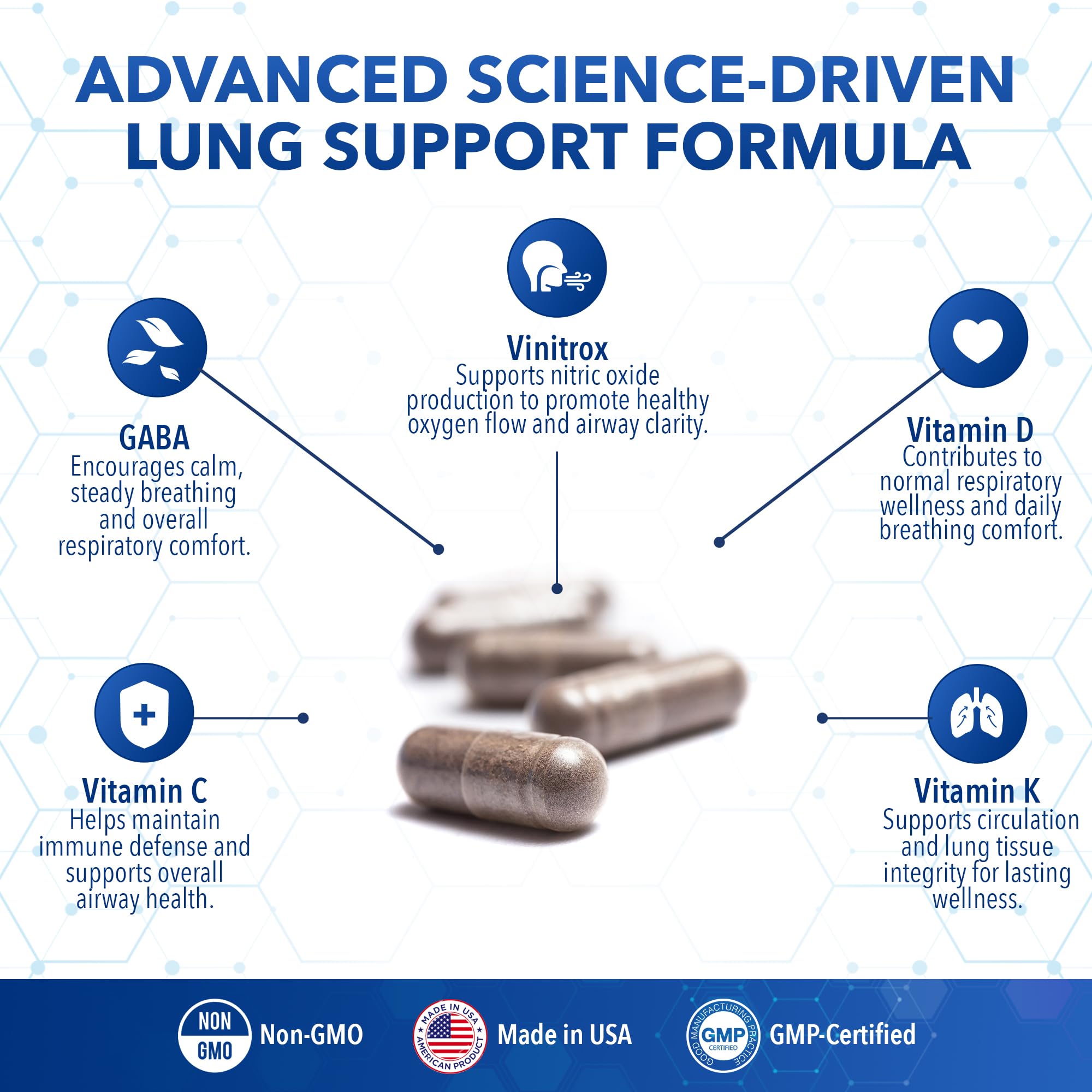 Real Science Throat & Lung Detox bottle pouring to support easier breathing.