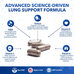 Real Science Throat & Lung Detox bottle pouring to support easier breathing.