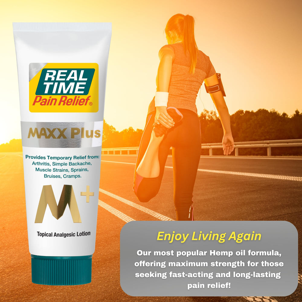 Real Time Pain Relief MAXX Plus applying on knee for joint comfort.