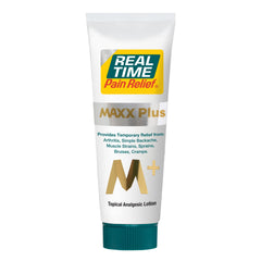 Real Time Pain Relief MAXX Plus tube front view for fast relief.