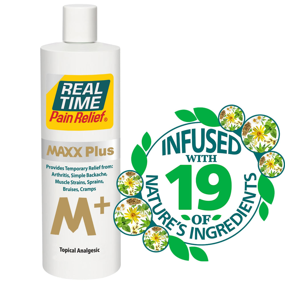 USA-made Real Time Pain Relief MAXX Plus packaging signals quality and care.