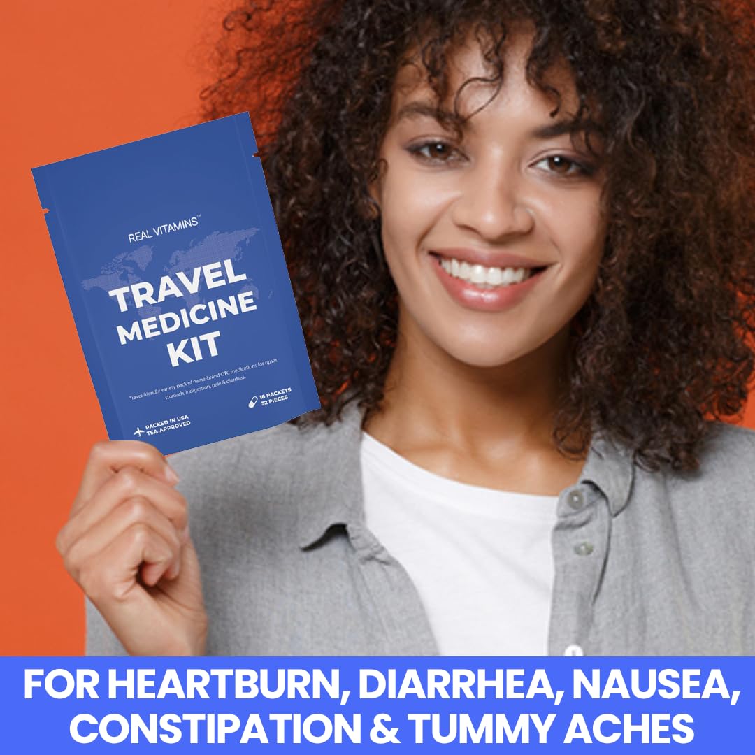 Real Vitamins travel kit antacids for quick comfort while traveling.
