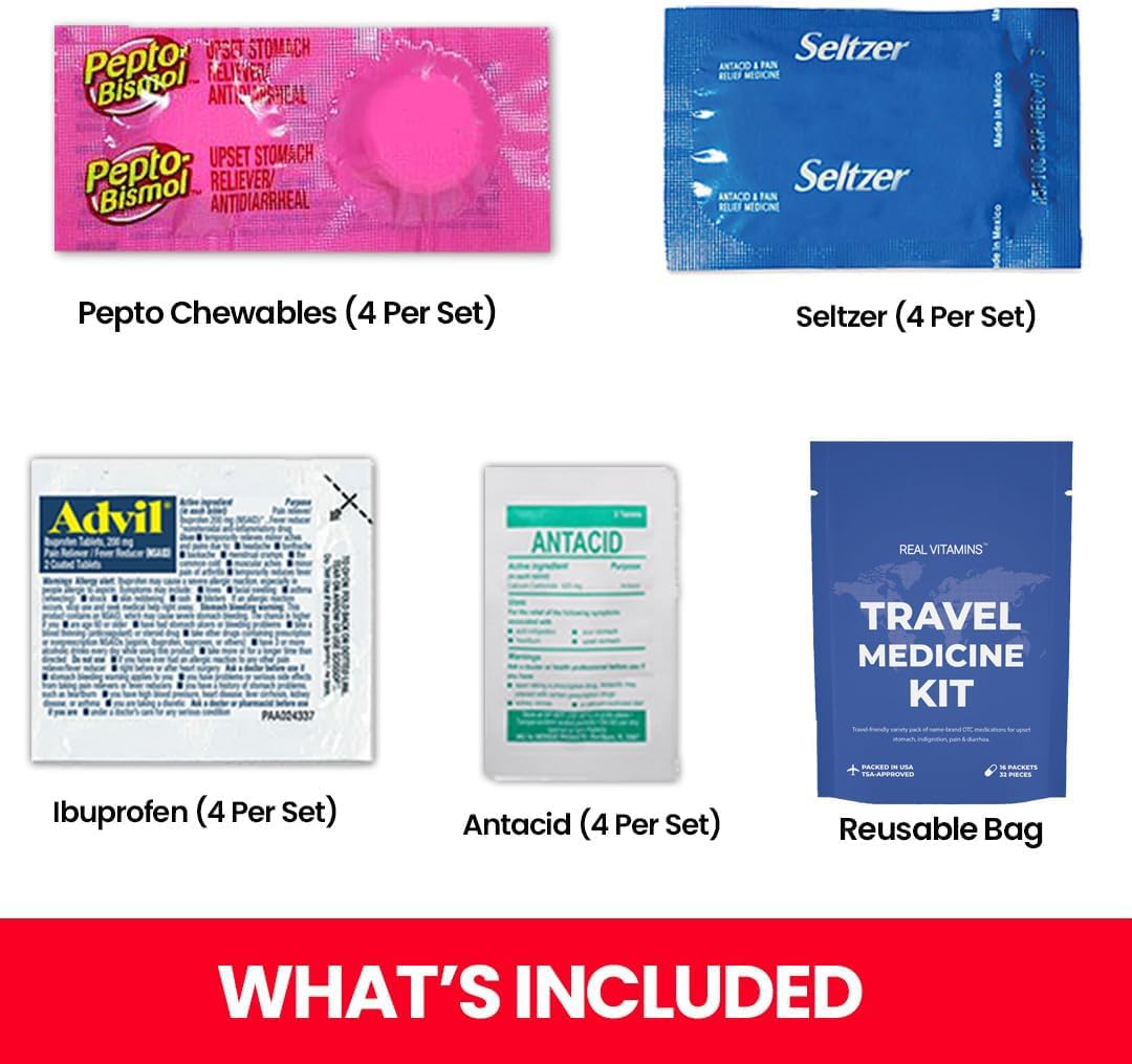 Real Vitamins travel kit chews for sweet, convenient options during flights.