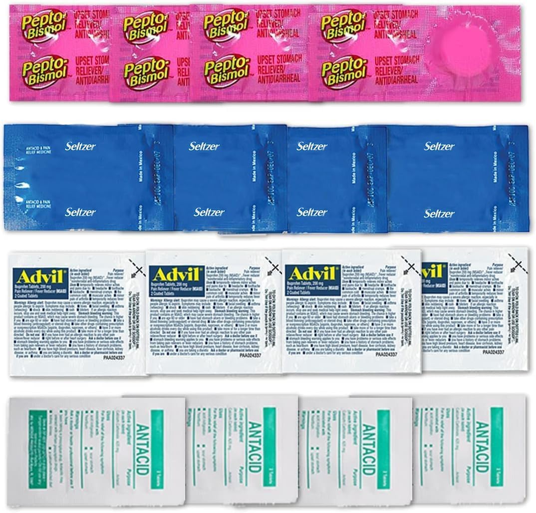 Real Vitamins travel kit ibuprofen packets for on-the-go relief during travel.