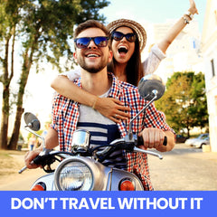 Real Vitamins Travel RX kit antacid tablets to ease upset stomach during travel.