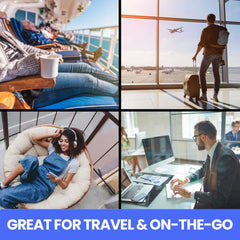 Real Vitamins Travel RX medi-lyte bottle seen for hydration support during travel.