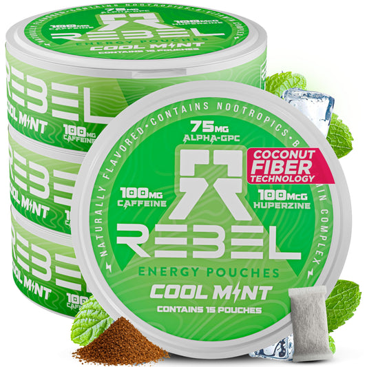 Rebel Energy Pouch tin with cool mint for on-the-go focus