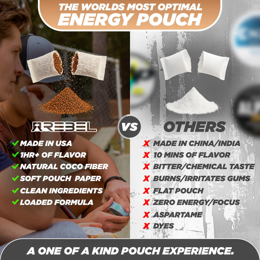 Rebel Supplements Nootropic Energy Cinnamon Mocha pouch closeup shows smooth texture for comfortable use.