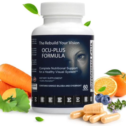 Rebuild Your Vision Ocu-Plus bottle front view for eye health support.