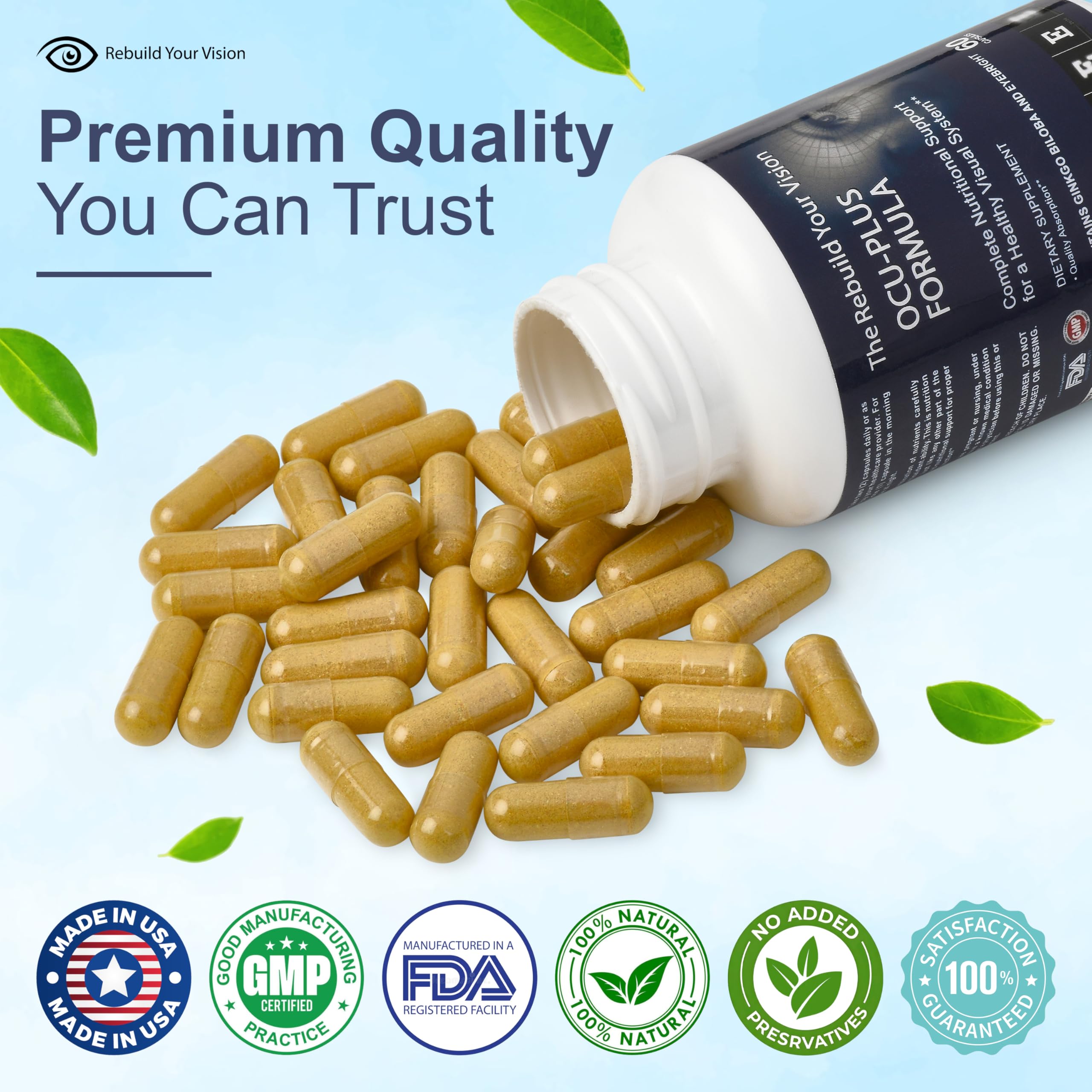 Rebuild Your Vision Ocu-Plus USA-made packaging emblem.