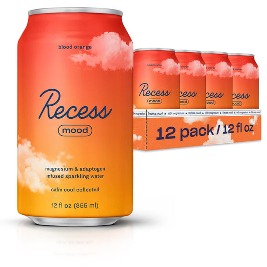 Recess Mood blood orange can with real fruit flavor for unwinding moments.