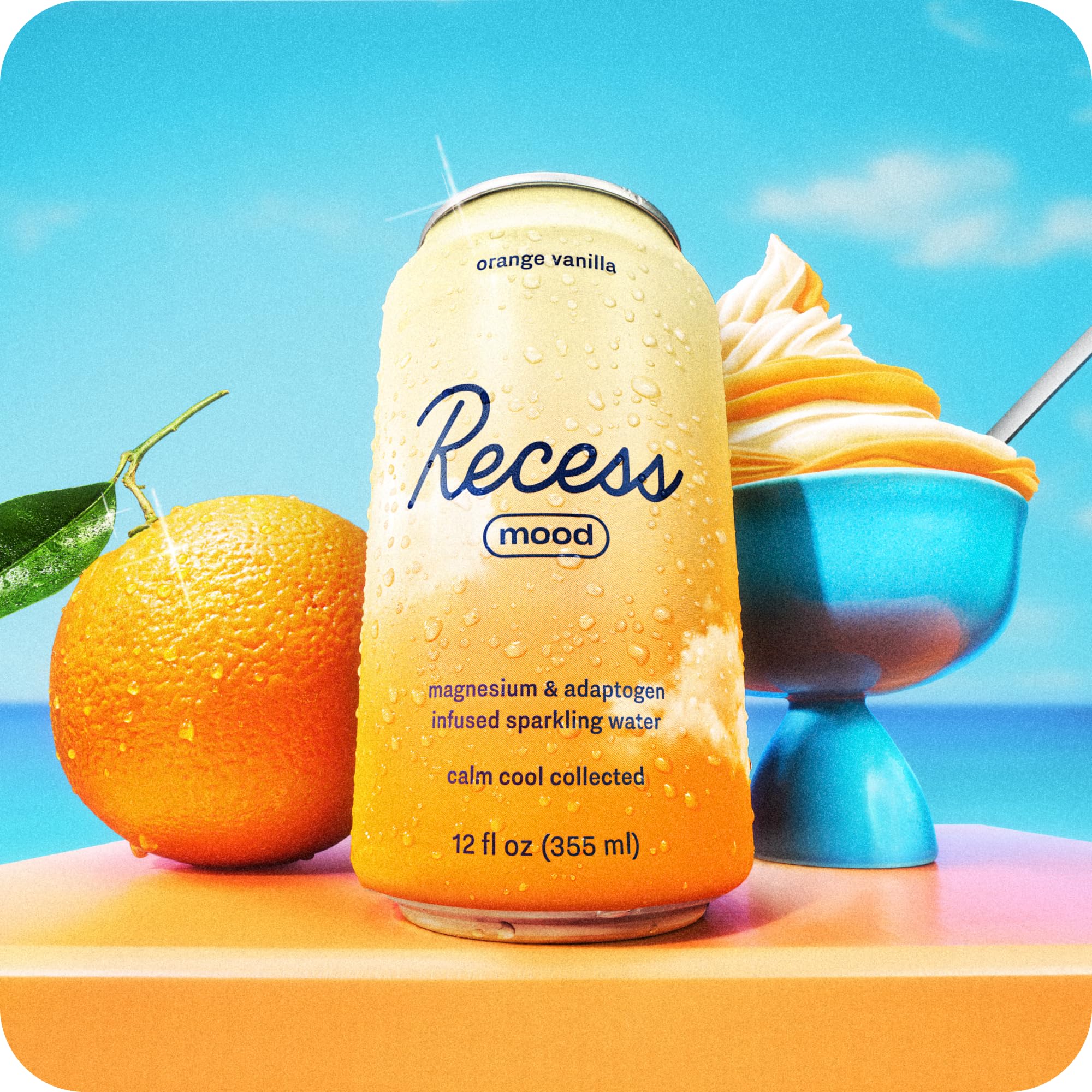 Recess Mood bubbles closeup highlights lively carbonation and inviting aroma.