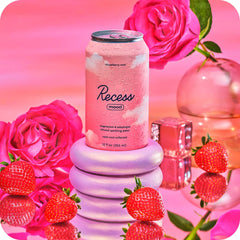 Recess Mood ingredients visual of dried strawberries, hinting at real fruit flavor.