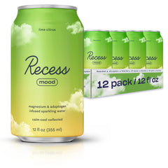 Recess Mood Lime Citrus can front view for refreshing mood-boosting hydration.
