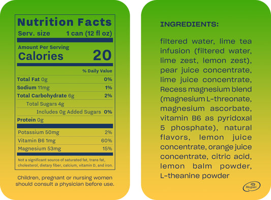 Recess Mood Lime Citrus can with lime slice emphasizes flavor and zest.