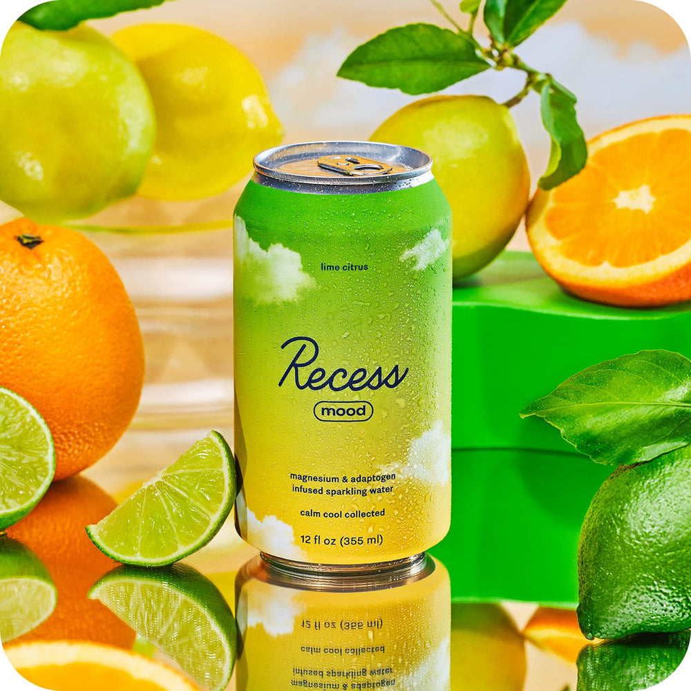 Recess Mood Lime Citrus 12-pack on shelf highlights convenient daily refreshment.