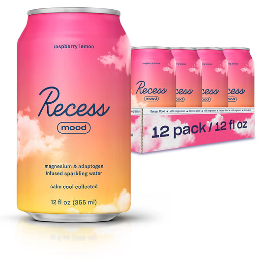 Recess Mood magnesium-adaptogen bottle for calming evenings.
