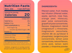 Recess Mood magnesium drink bottle side label highlighting real juice ingredients.