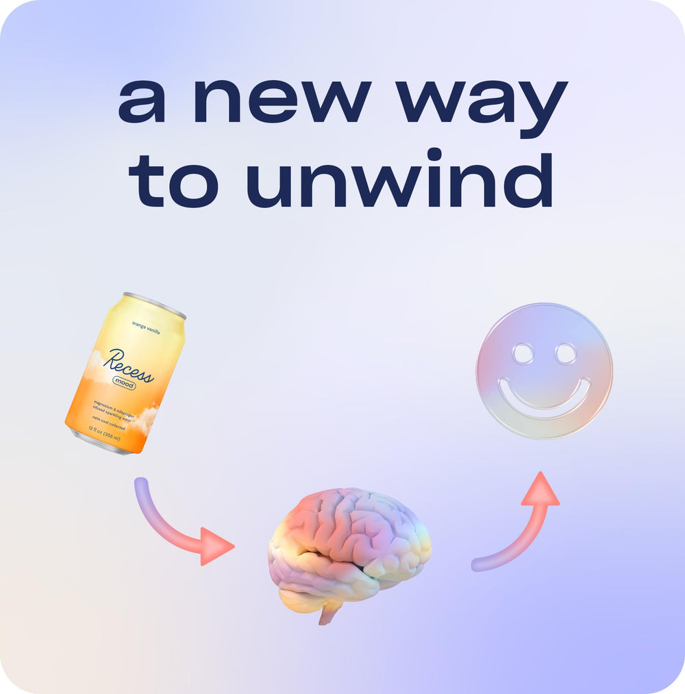 Recess Mood night routine image suggests unwinding with a flavorful, relaxing drink.