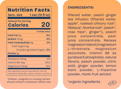 Recess Mood Peach Ginger label closeup highlighting natural fruit flavors