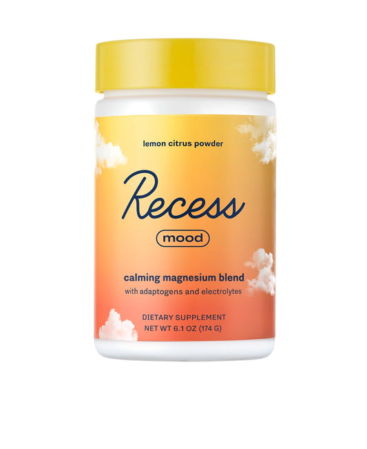 Recess Mood Powder lemon citrus tub front promotes calm during daily routine