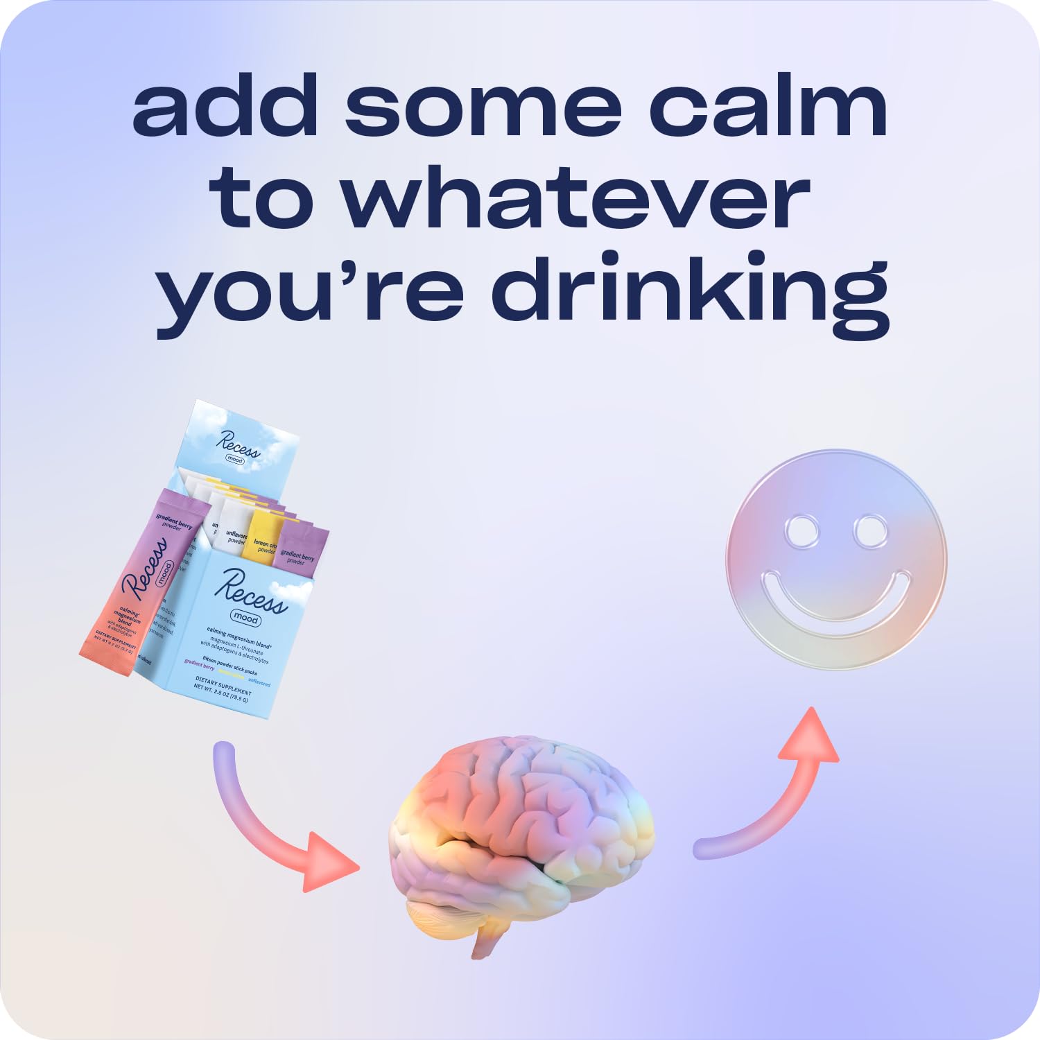 Recess Mood Powder sachets with lemon citrus flavor visuals for refreshment.