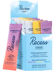 Recess Mood Powder sampler box front view for on-the-go calm.