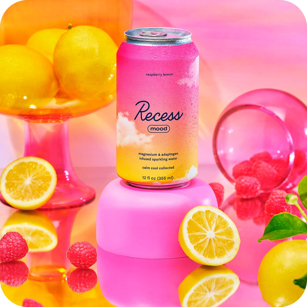 Recess Mood sparkling water glass ready for a gentle evening relax.