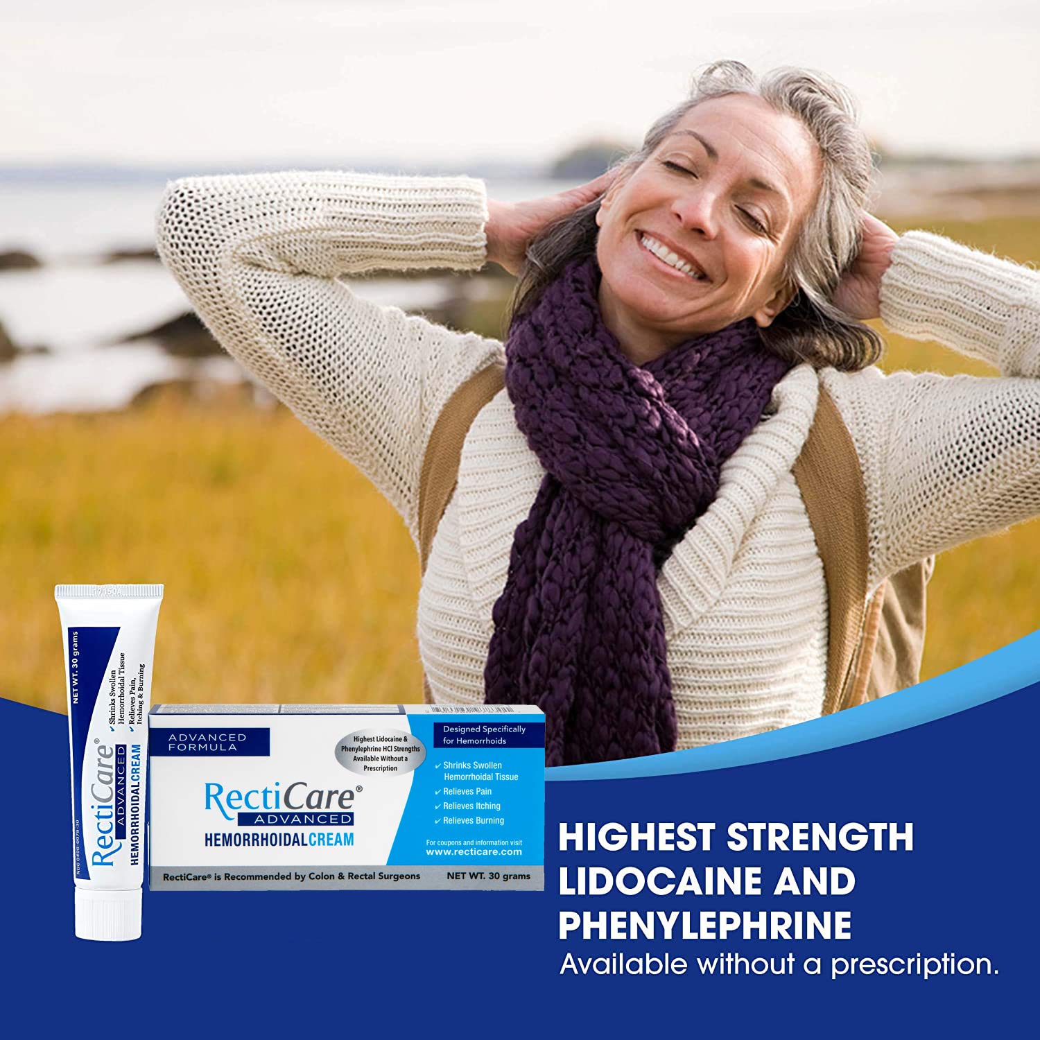 RectiCare Advanced with lidocaine demonstrates fast numbing of irritated tissue.