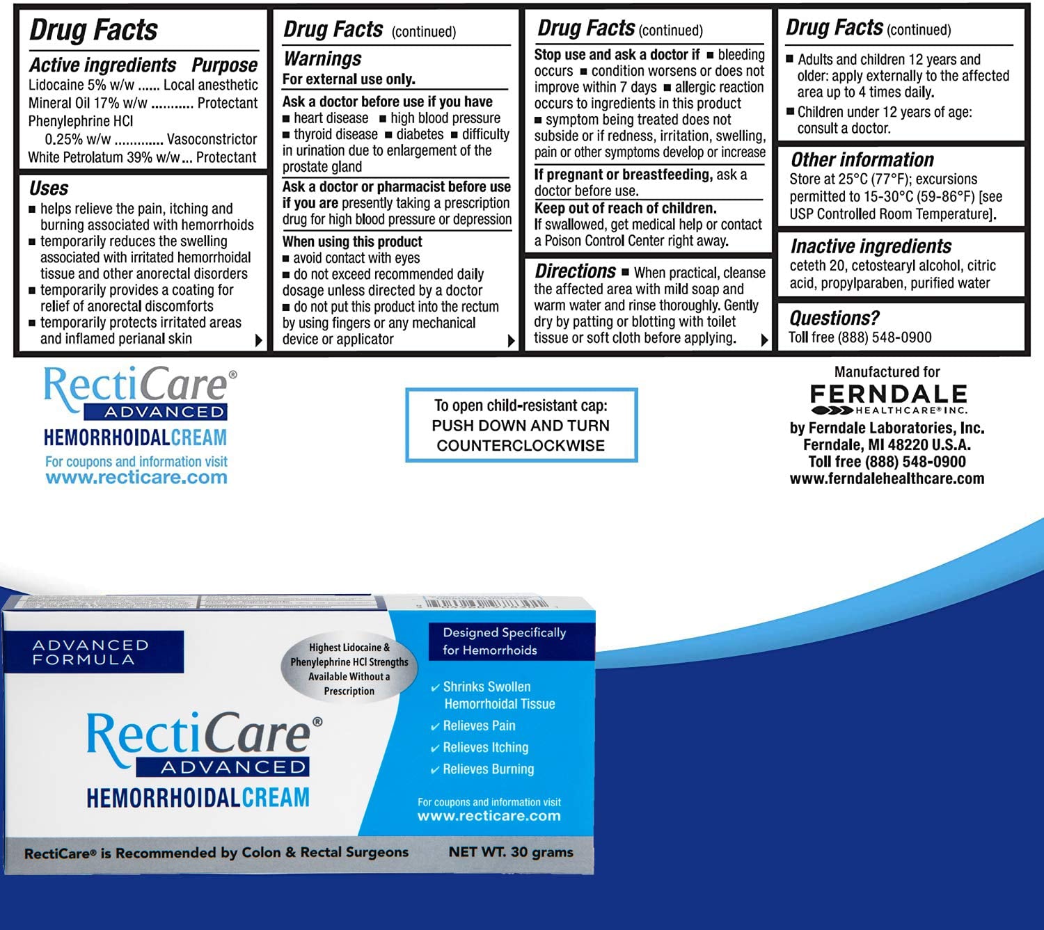 RectiCare Advanced cream being applied for soothing, temporary relief of discomfort.