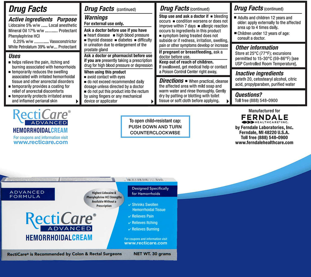 RectiCare Advanced cream being applied for soothing, temporary relief of discomfort.