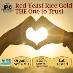Red Yeast Rice Gold NSF-certified facility badge.