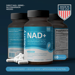 Front label of Redberry NAD Plus highlighting 300 mg NAD+.