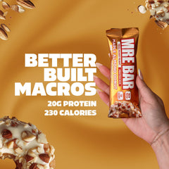 REDCON1 MRE Bar Maple Almond Donut texture close-up shows protein-rich bite.