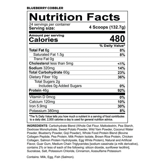 Redcon1 MRE Blueberry Cobbler scoop with powder for protein boost