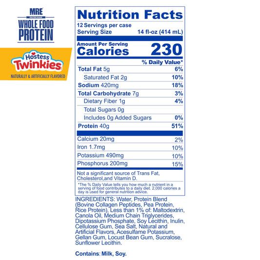 REDCON1 MRE Hostess Twinkies pour: ready-to-drink shake for quick meals.