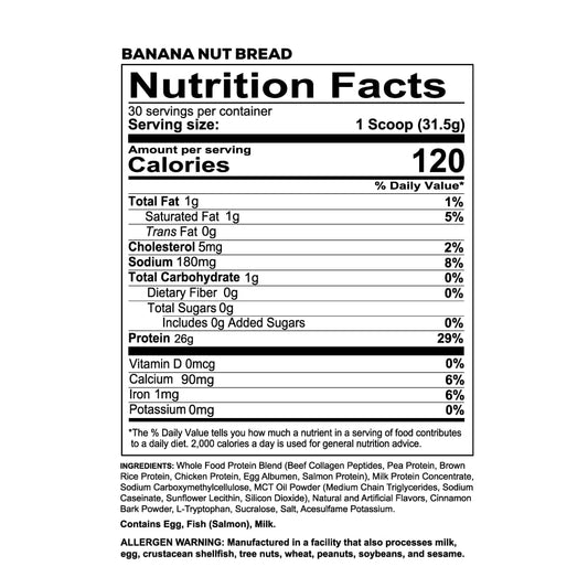 REDCON1 MRE LITE banana nut bread scoop showcases protein-rich powder for post-workout recovery.