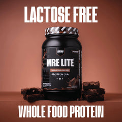 REDCON1 MRE LITE fudge brownie serving, delicious texture with protein support.